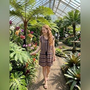 RACHEL Roy Striped Button Drawstring Shirt Dress w/Ruffle, Side Pockets  M NWT